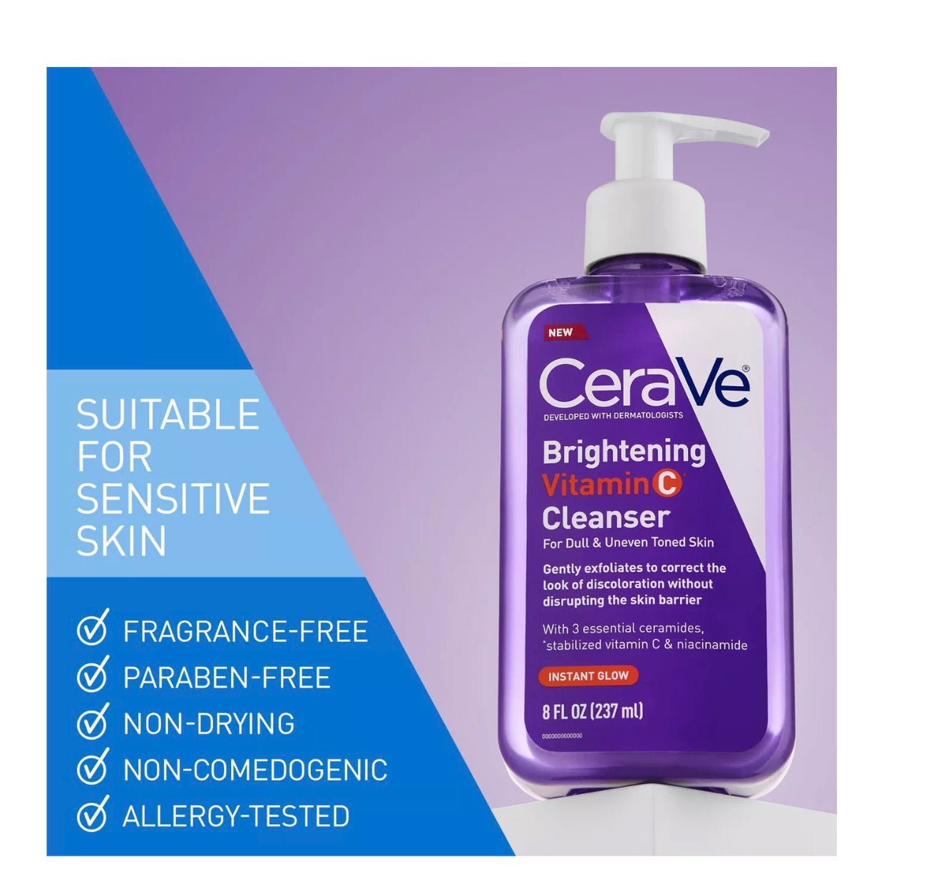 CeraVe Brightening Vitamin C Cleanser – 237 ml