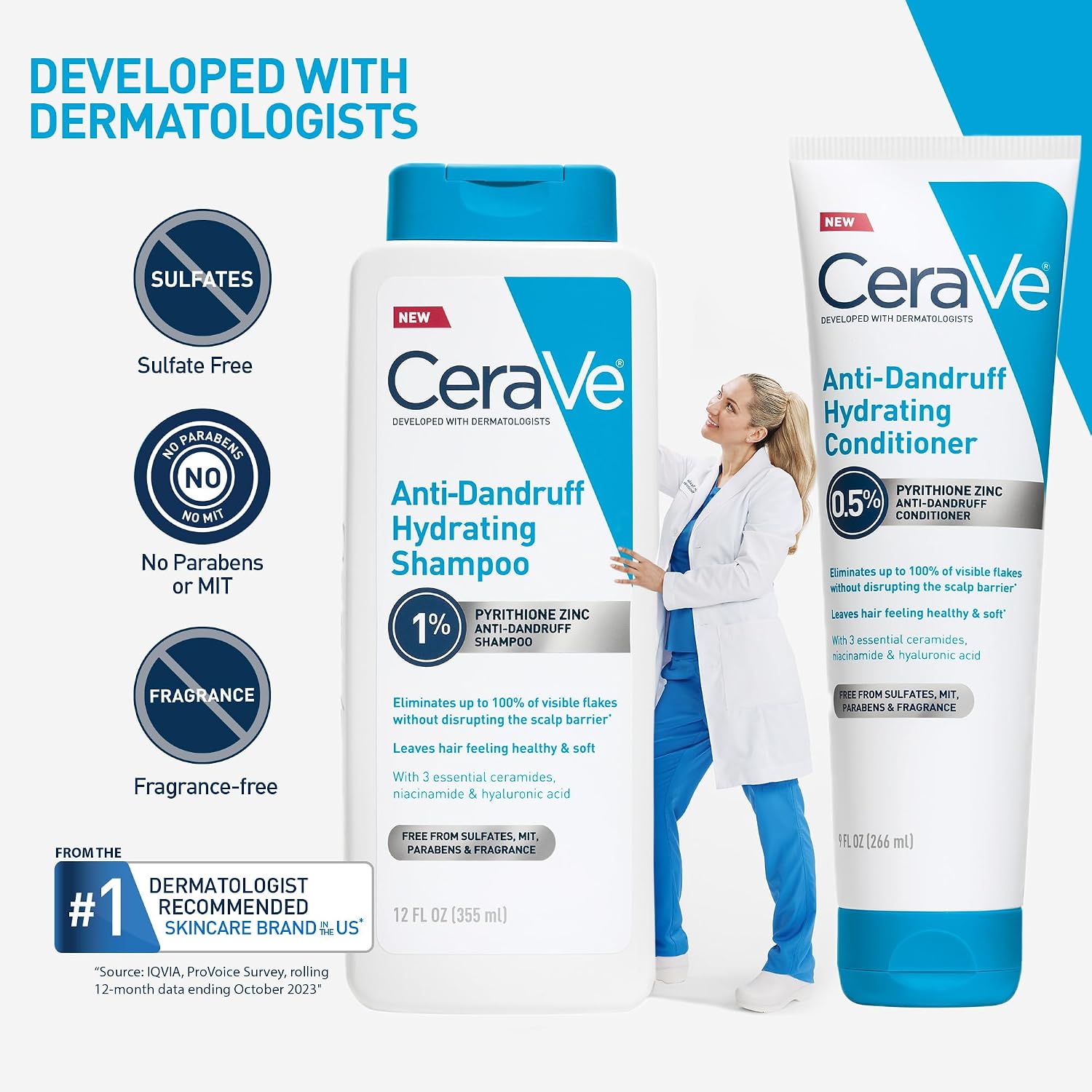 CeraVe 2-en-1 Antipelliculaire Hydratant – Shampoing & Après-Shampoing