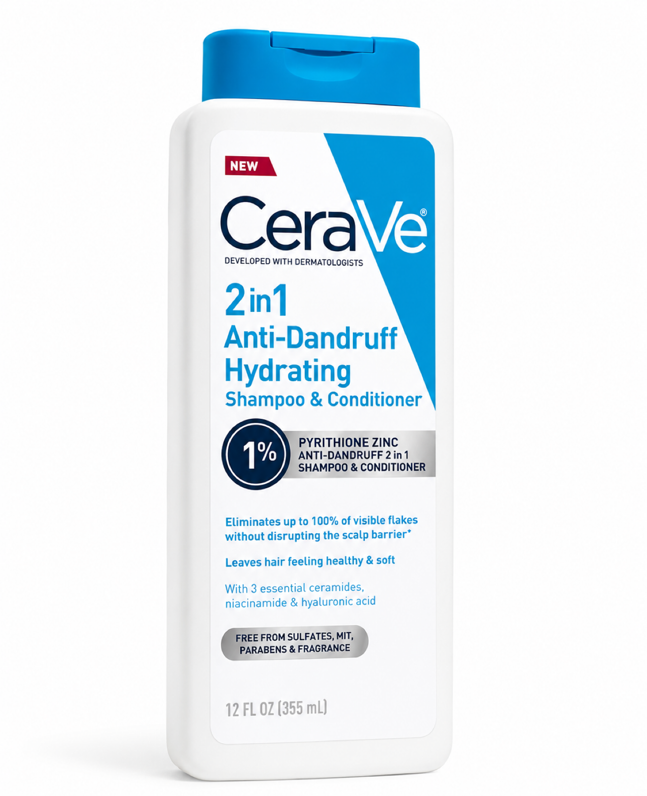 CeraVe 2-en-1 Antipelliculaire Hydratant – Shampoing & Après-Shampoing