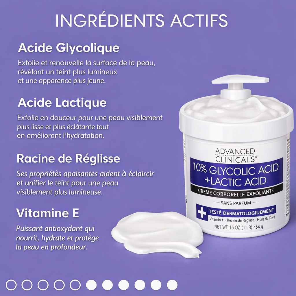 Advanced Clinicals 10% Glycolic Adid +Lactic Acid cream