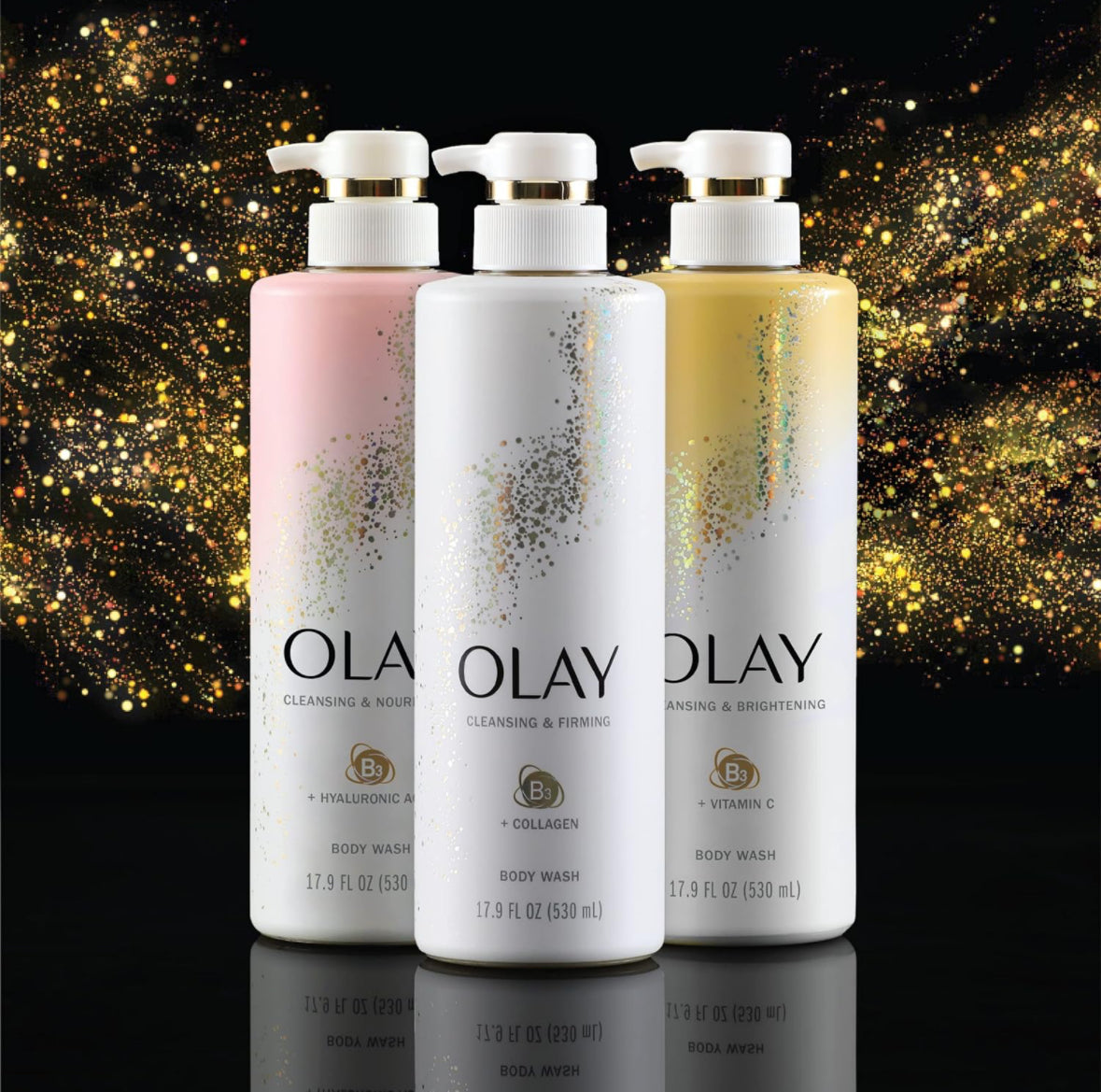 Olay – Gel Douche Exfoliant Éclat & Uniformité au Complexe Sérum Vitamine C