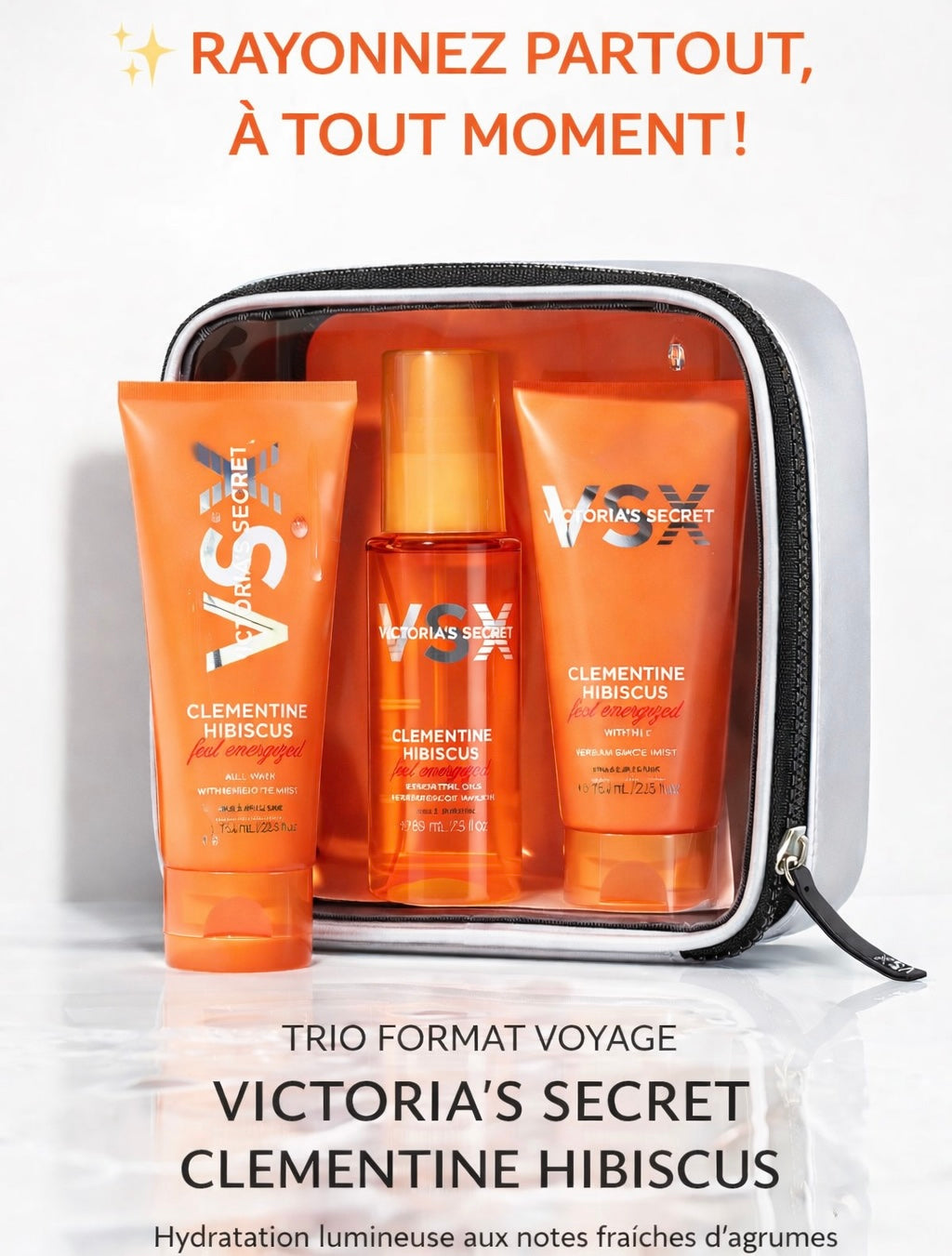 VS: Clementine Hibiscus Feel Energized Travel Set