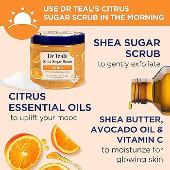 Dr Teal’s Shea Sugar Body Scrub, Citrus 454g