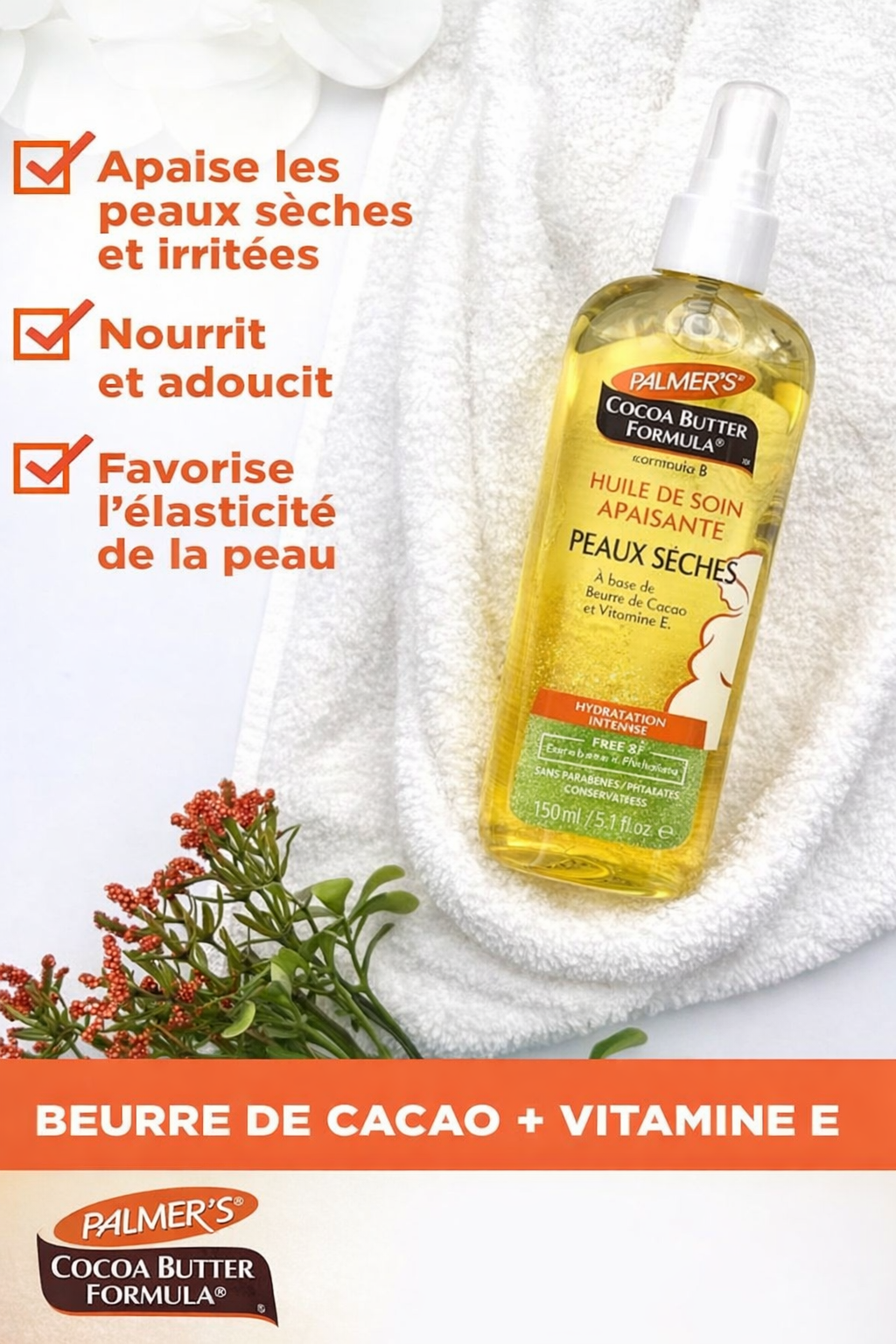 Palmer’s Cocoa Butter Huile Apaisante Peaux Sèches & Irritées
