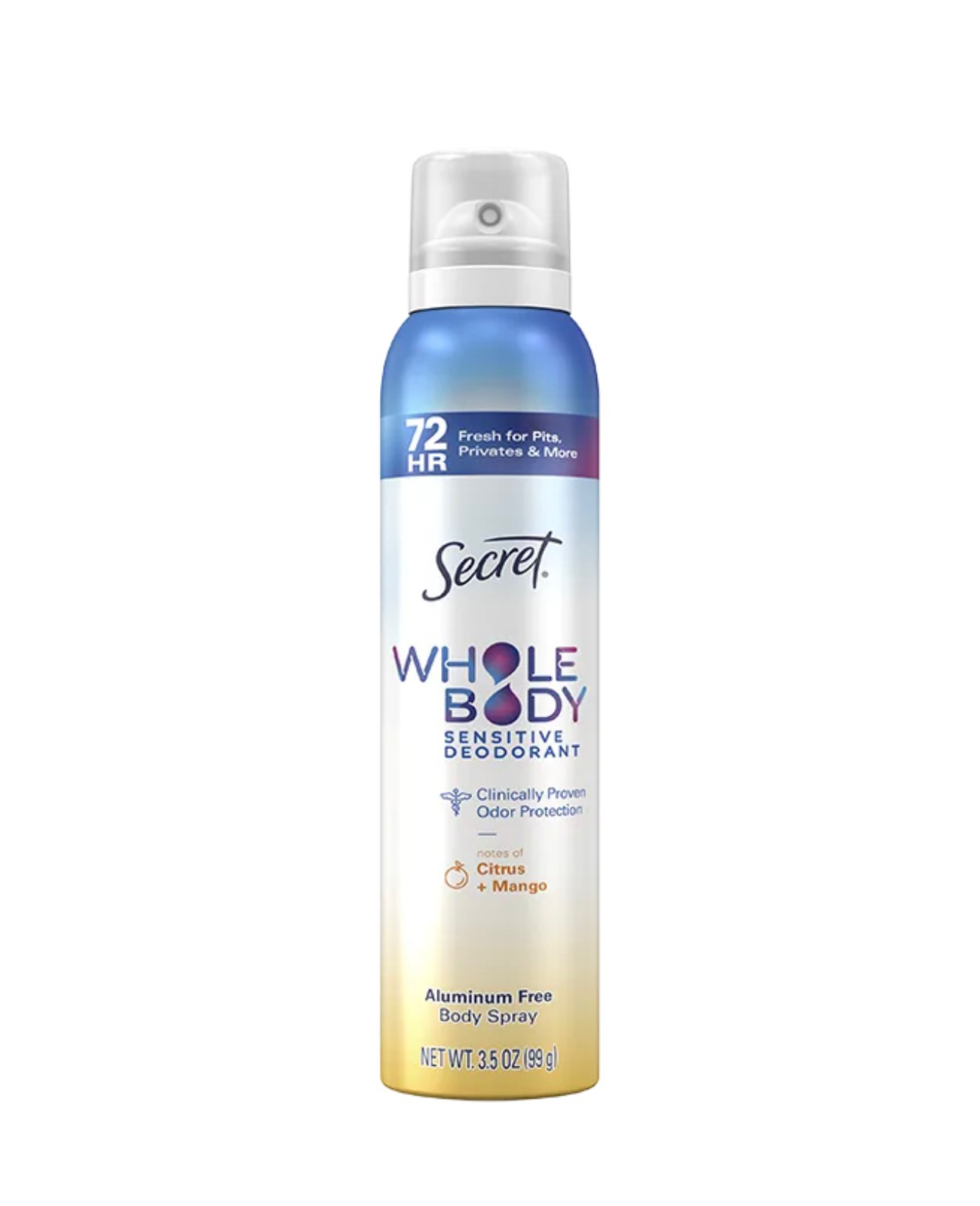 Secret Whole Body deodorant peaux sensibles citron+mangue